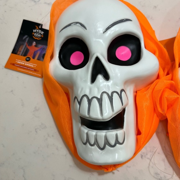 Spooky Orange Skeleton decoration. A pair of 2 - Picture 8 of 9